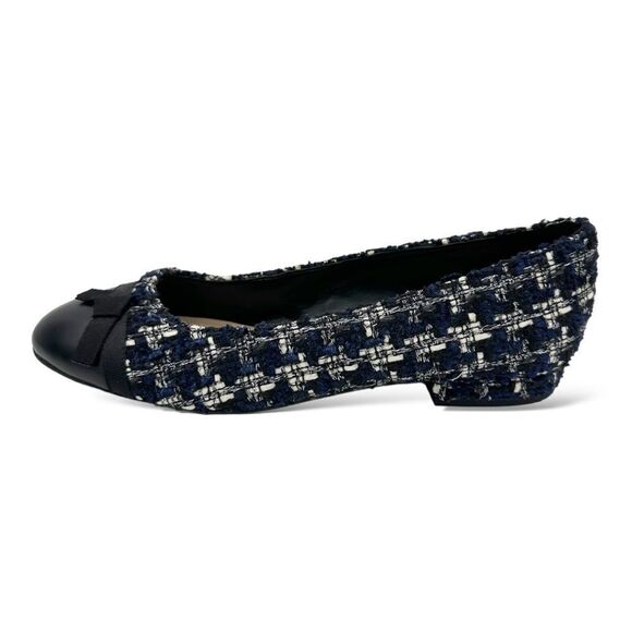 Charles &‎ Keith Textured Ribbon Fabric Ballet Flat Pumps Cap Toe Sz 5.5 - Picture 1 of 16